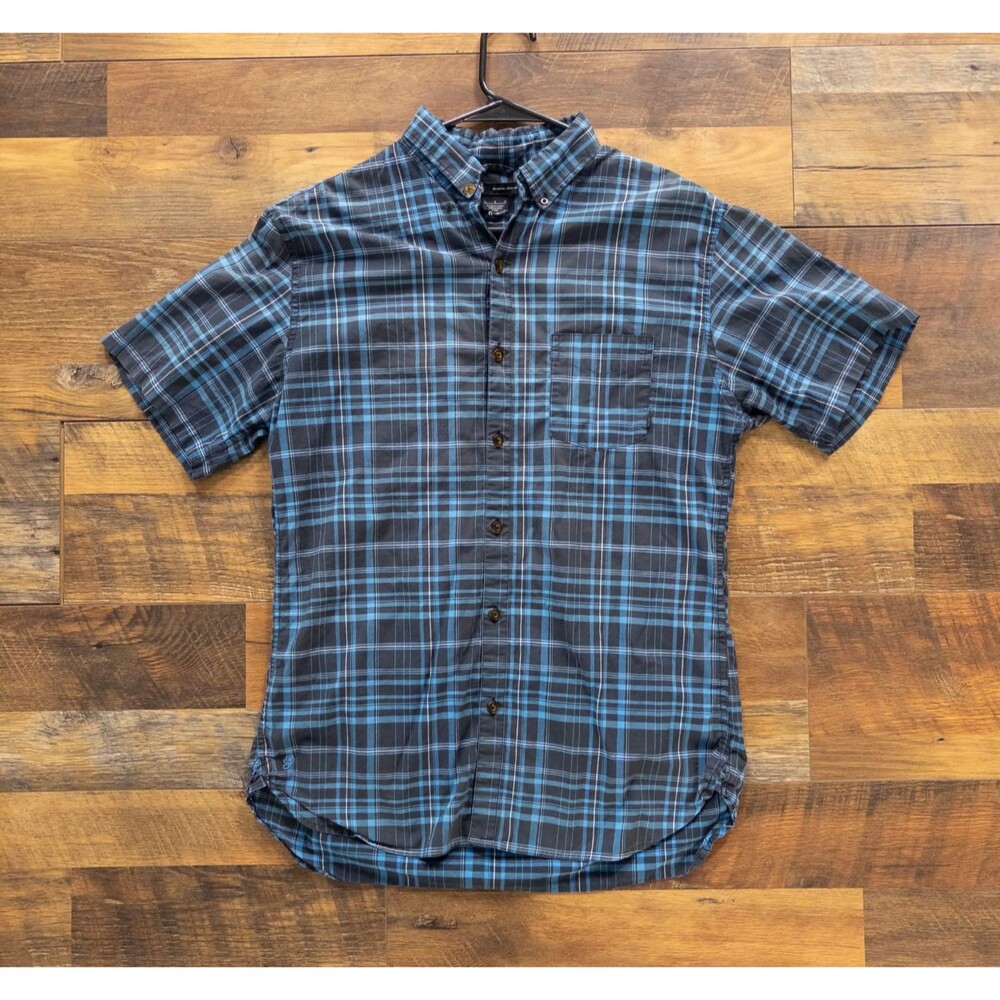 Nike SB Plaid Shirt Mens Large Blue Black Short Sleeve Button Up Skate Casual